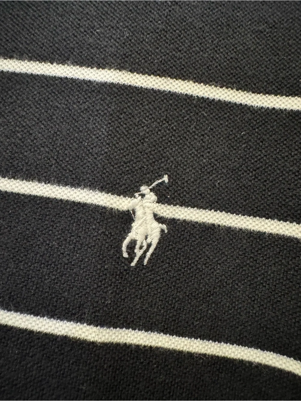 Ralph Lauren Black Polo with White Stripes